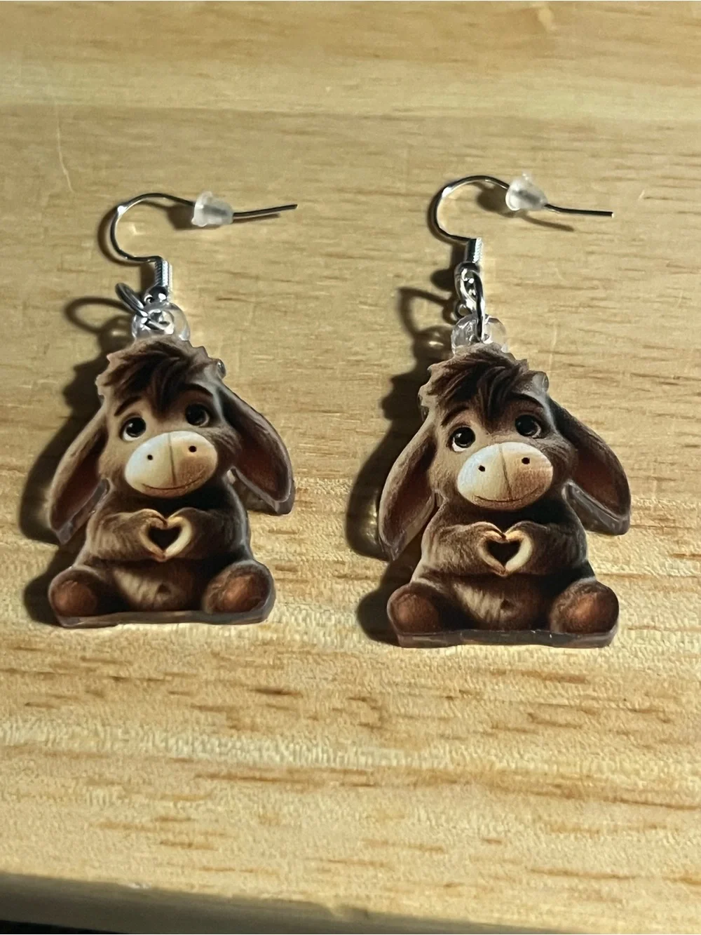 Cute Brown Donkey Heart Kids Earrings - Brand Unknown E182